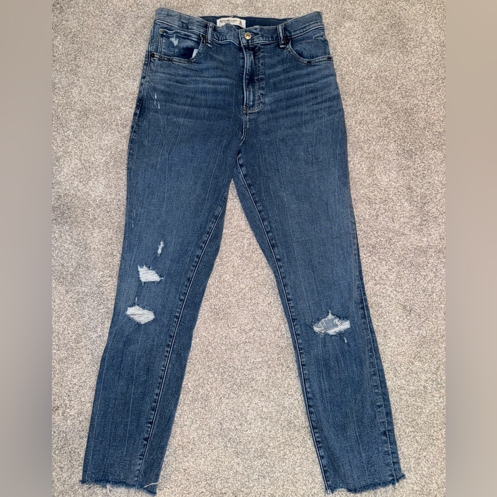 Abercrombie & Fitch Blue Skinny Jeans with Distressed Details